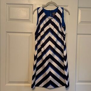 Vince Camuto Blue and White Chevron Dress